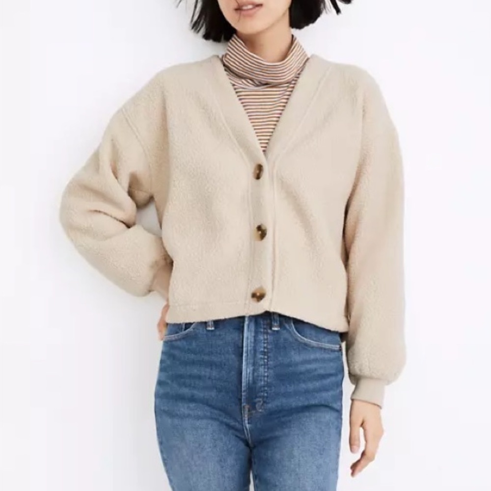 Madewell (Re)sourced Fleece Crop Cardigan Small